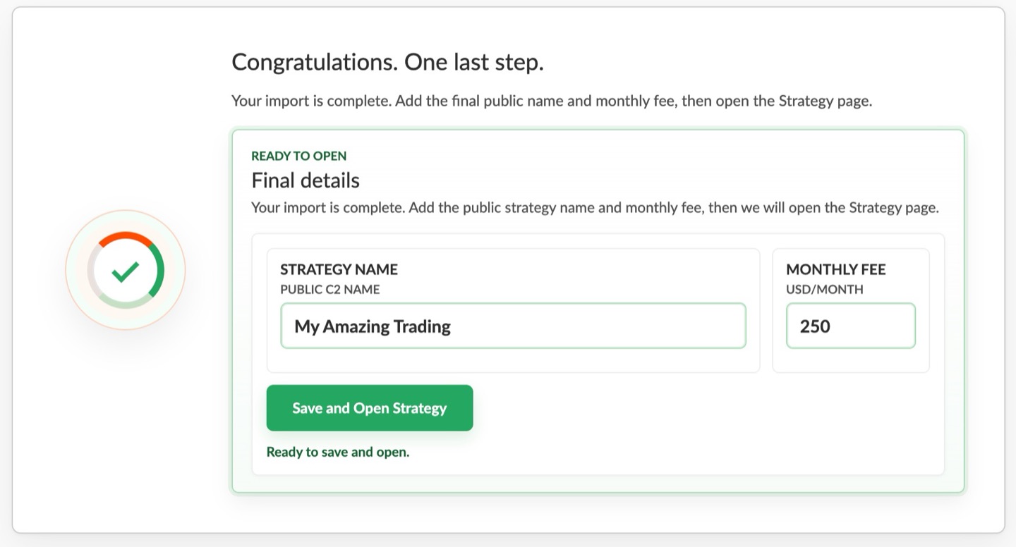 BrokerImport fields for setting a strategy name and monthly subscription price